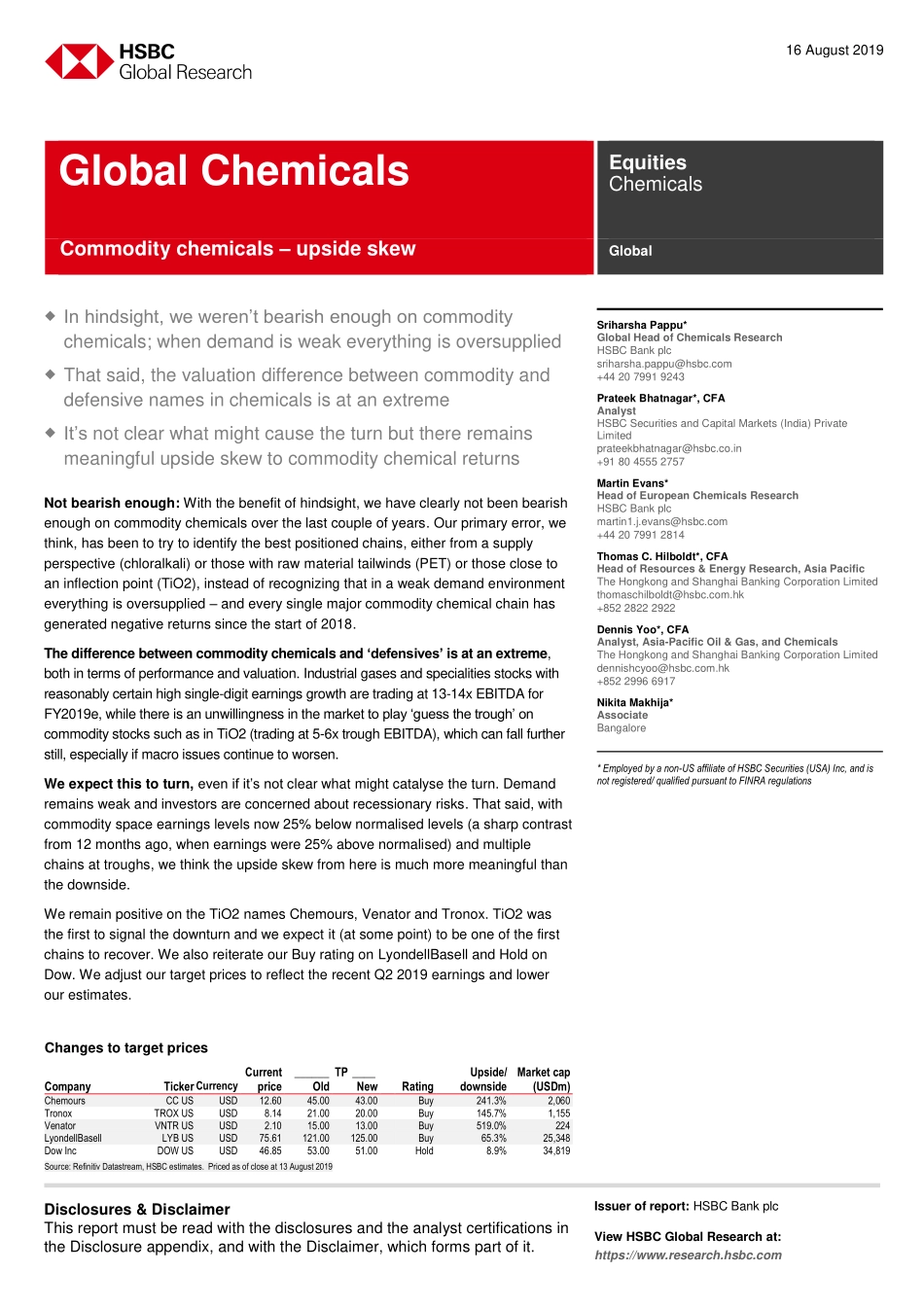 汇丰银行-全球-化工行业-全球化工业：化工商品步入上升通道-2019.8.16-22页.pdf_第1页