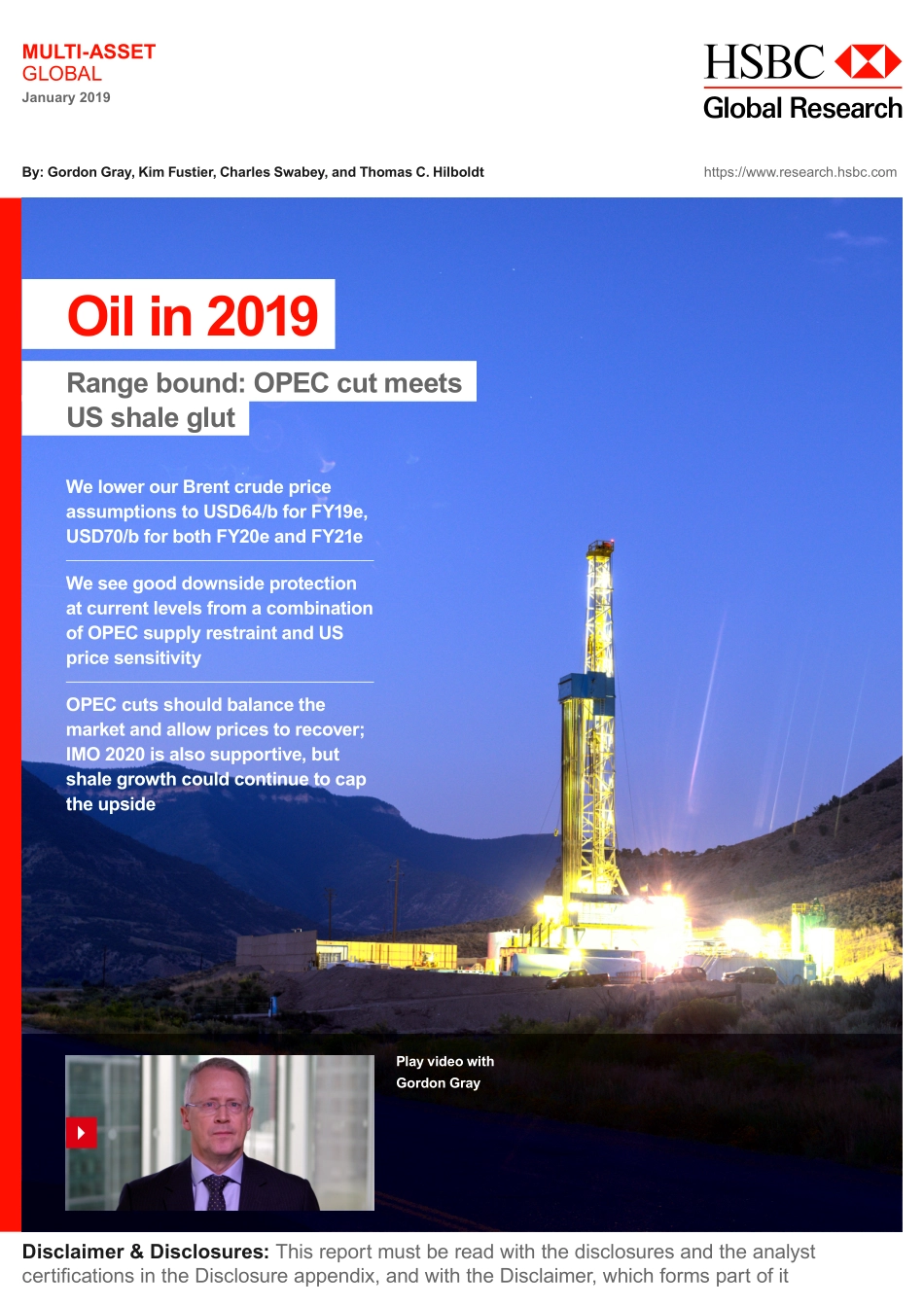 汇丰银行-全球-石油与天然气行业-2019年的石油——范围限制：石油输出国组织削减满足美国页岩过剩-2019.1-50页.pdf_第1页