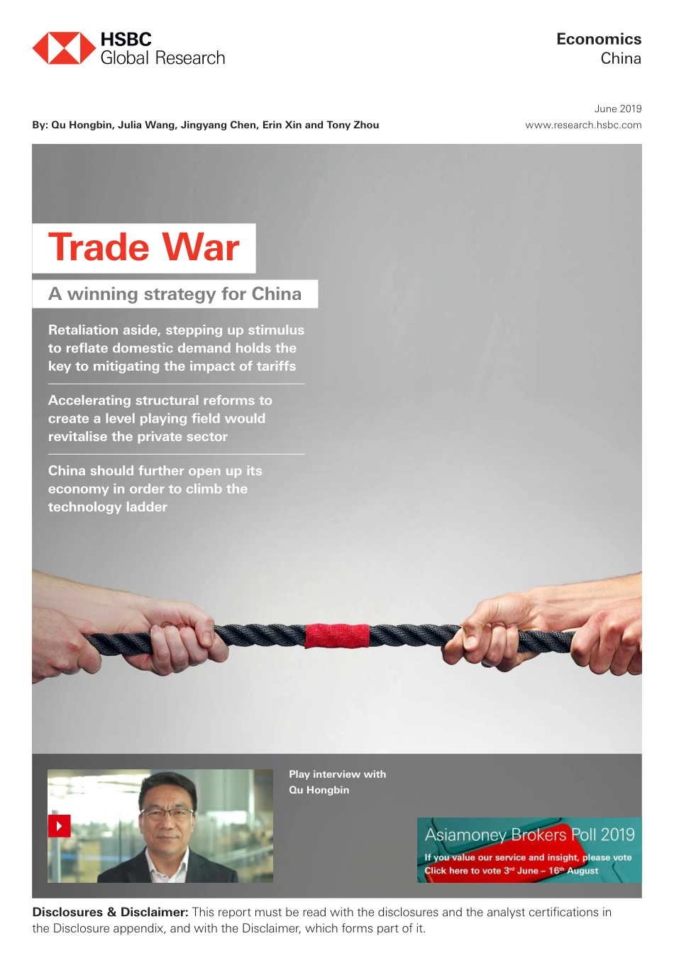 汇丰银行-贸易战：中国的制胜之道（中国宏观策略）-2019.6-39页.pdf_第1页