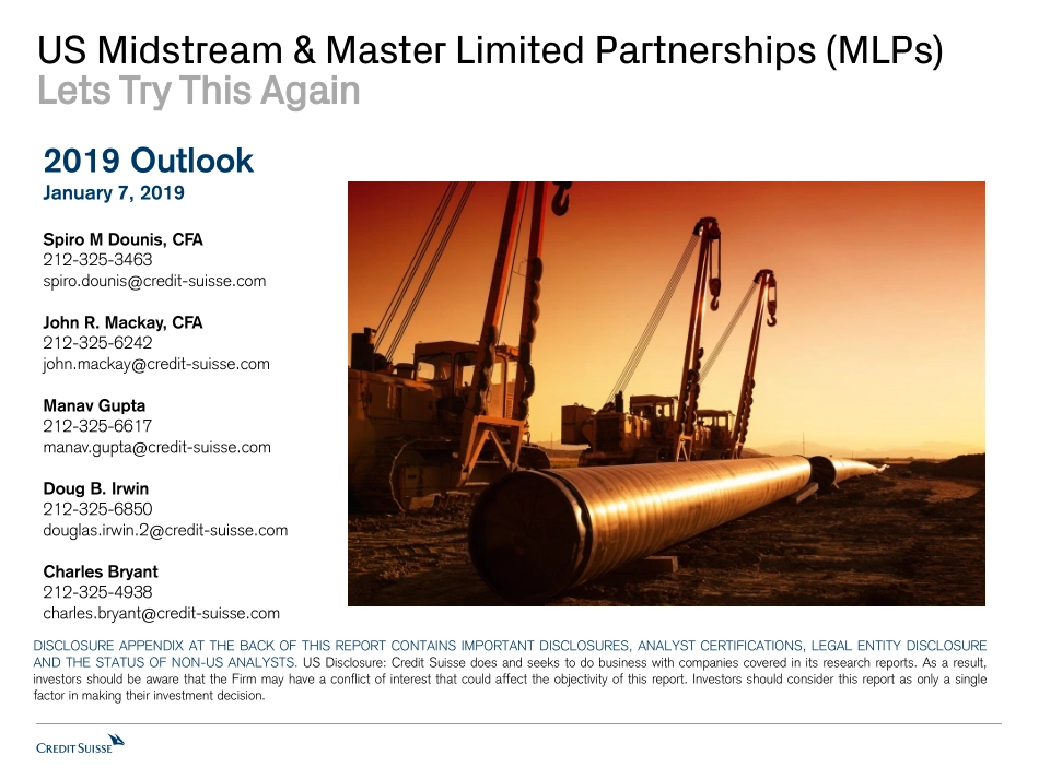 瑞信-美股-能源行业-美国MLPs 2019年展望-2019.1.7-42页.pdf_第1页