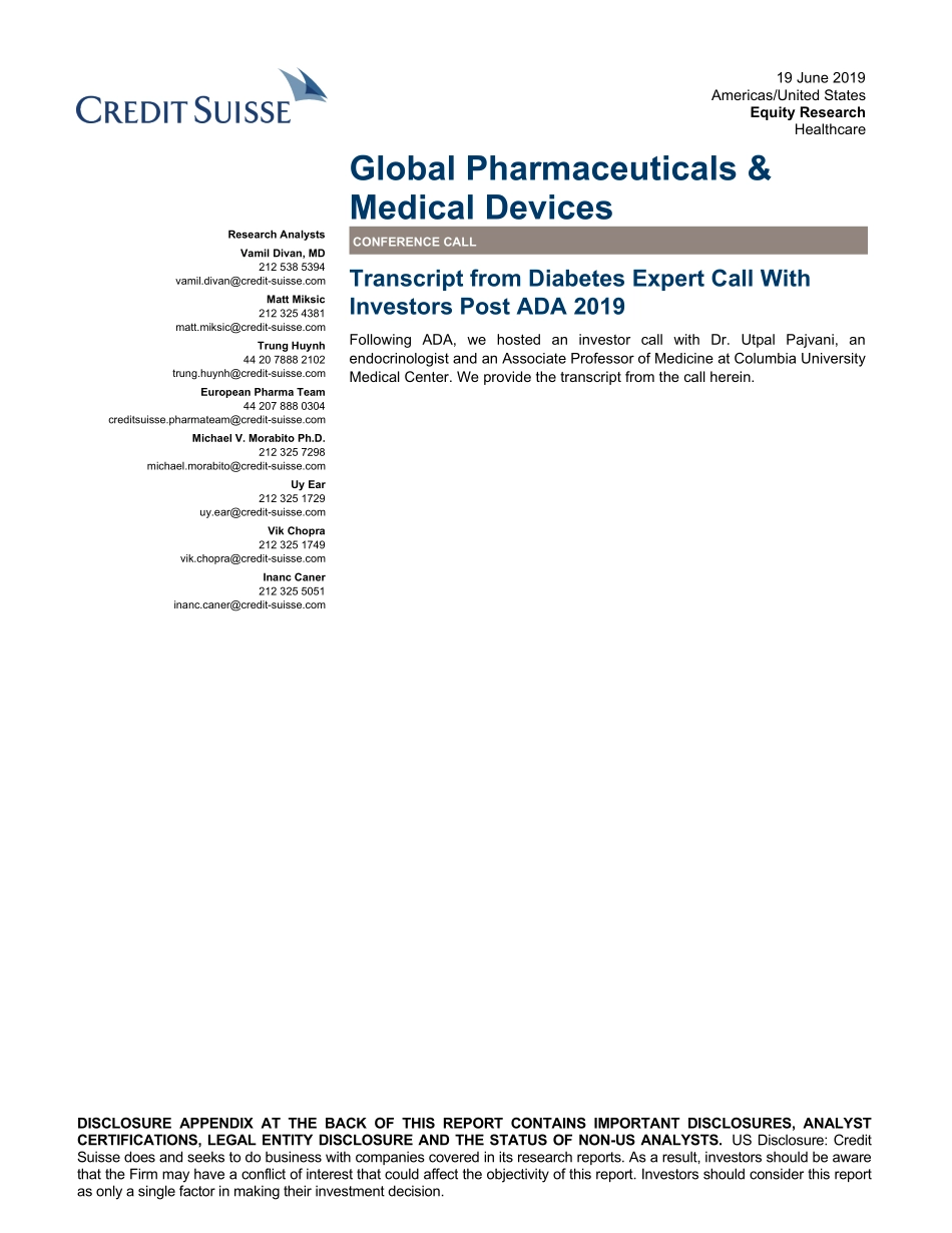 瑞信-全球-制药与医疗设备行业-2019年糖尿病专家会议纪要-2019.6.19-33页 (2).pdf_第1页