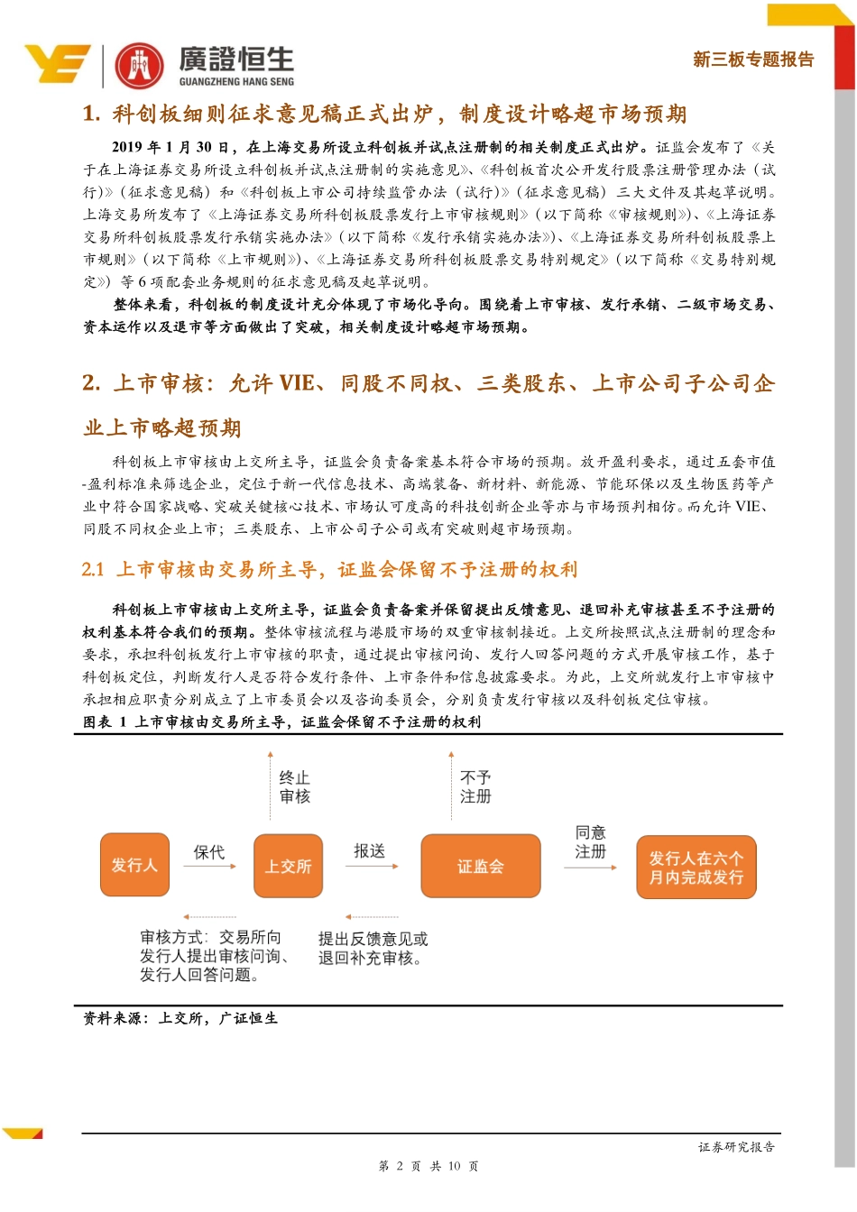 新三板专题报告：科创板亮相！VIE、AB股、三类股东等多项细则超预期-20190131-广证恒生-10页.pdf_第3页