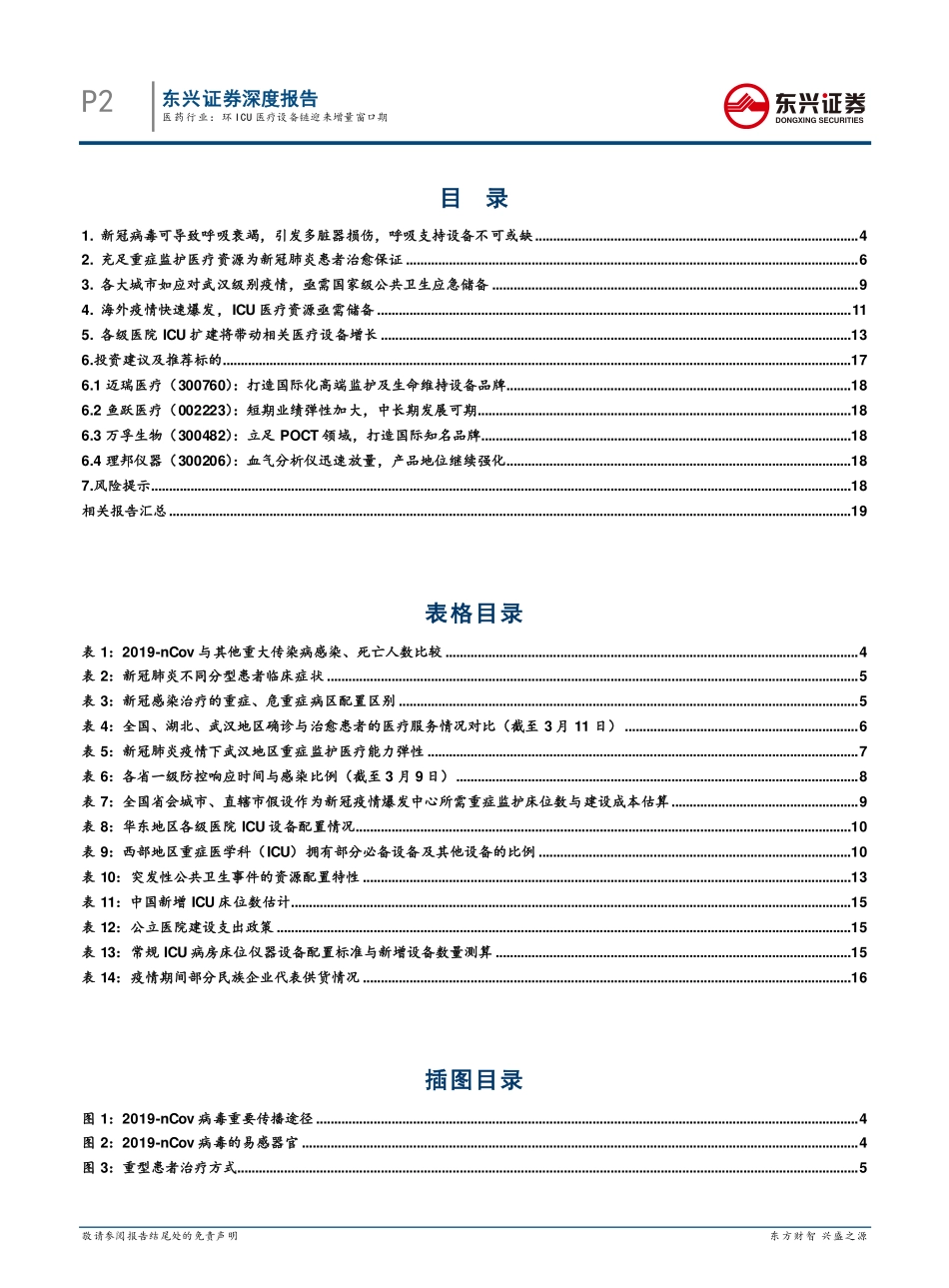 医药行业专题报告系列之一：环ICU医疗设备链迎来增量窗口期-20200311-东兴证券-21页.pdf_第3页