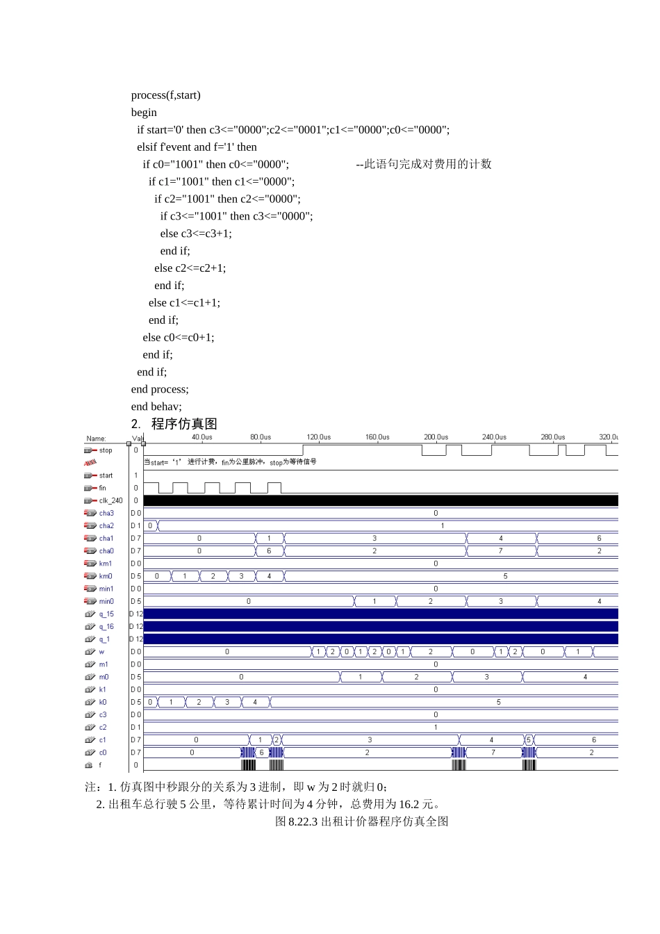 8.22 出租车计价器VHDL程序与仿真 2004.8修改.doc_第3页