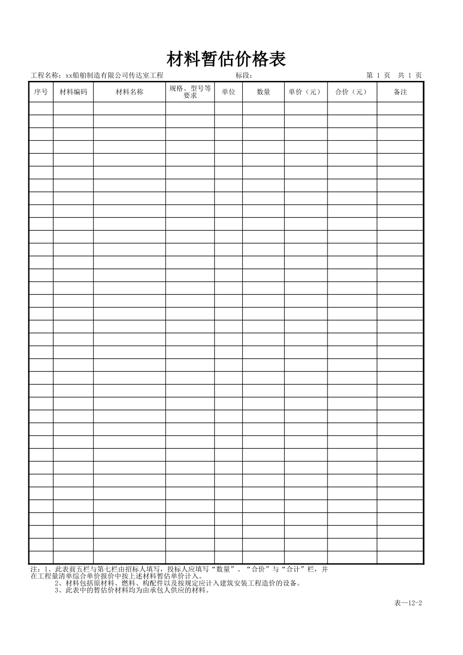 表-12-2 材料暂估价格表 (2).xls_第1页