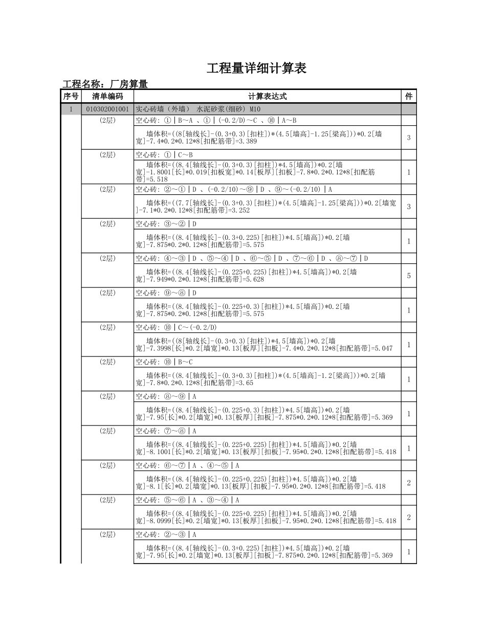 层清单计算式汇总 (2).xls_第1页