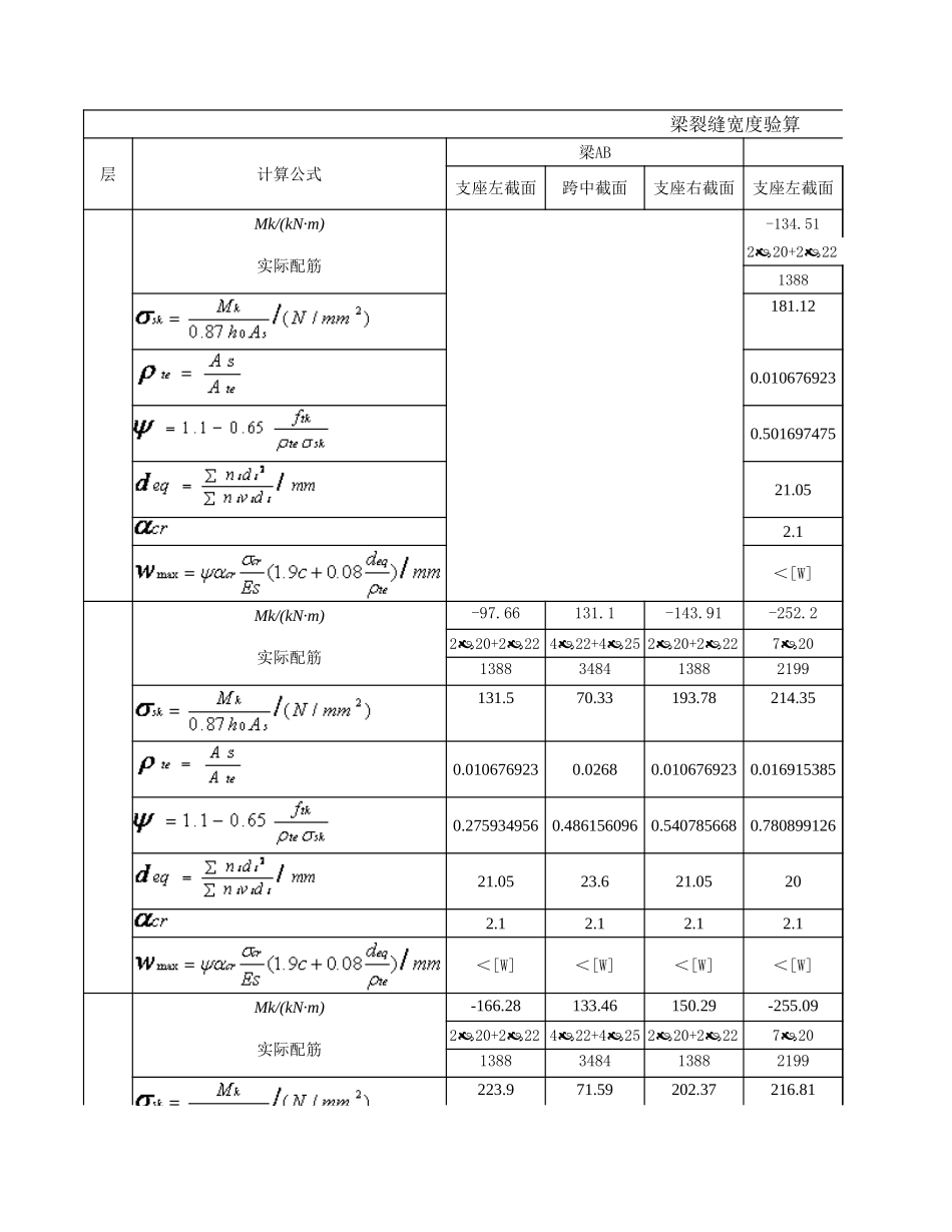 梁裂缝宽度验算 (2).xls_第1页