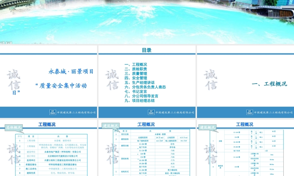 2014年中建二局一公司永泰城质量安全集中活动日策划（78P）.ppt