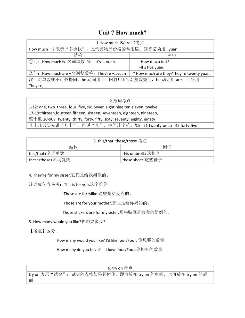 四（上)译林版英语：Unit7知识点梳理.pdf_第1页