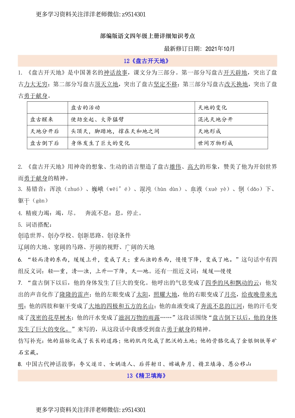 四（上）语文第4单元自编知识点.pdf_第1页