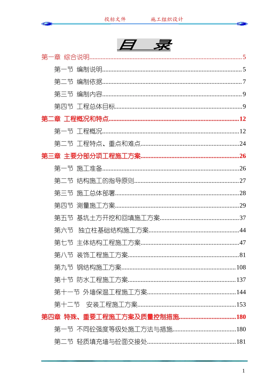 中心（一期）工程施工组织设计(投标)-secret.doc_第1页