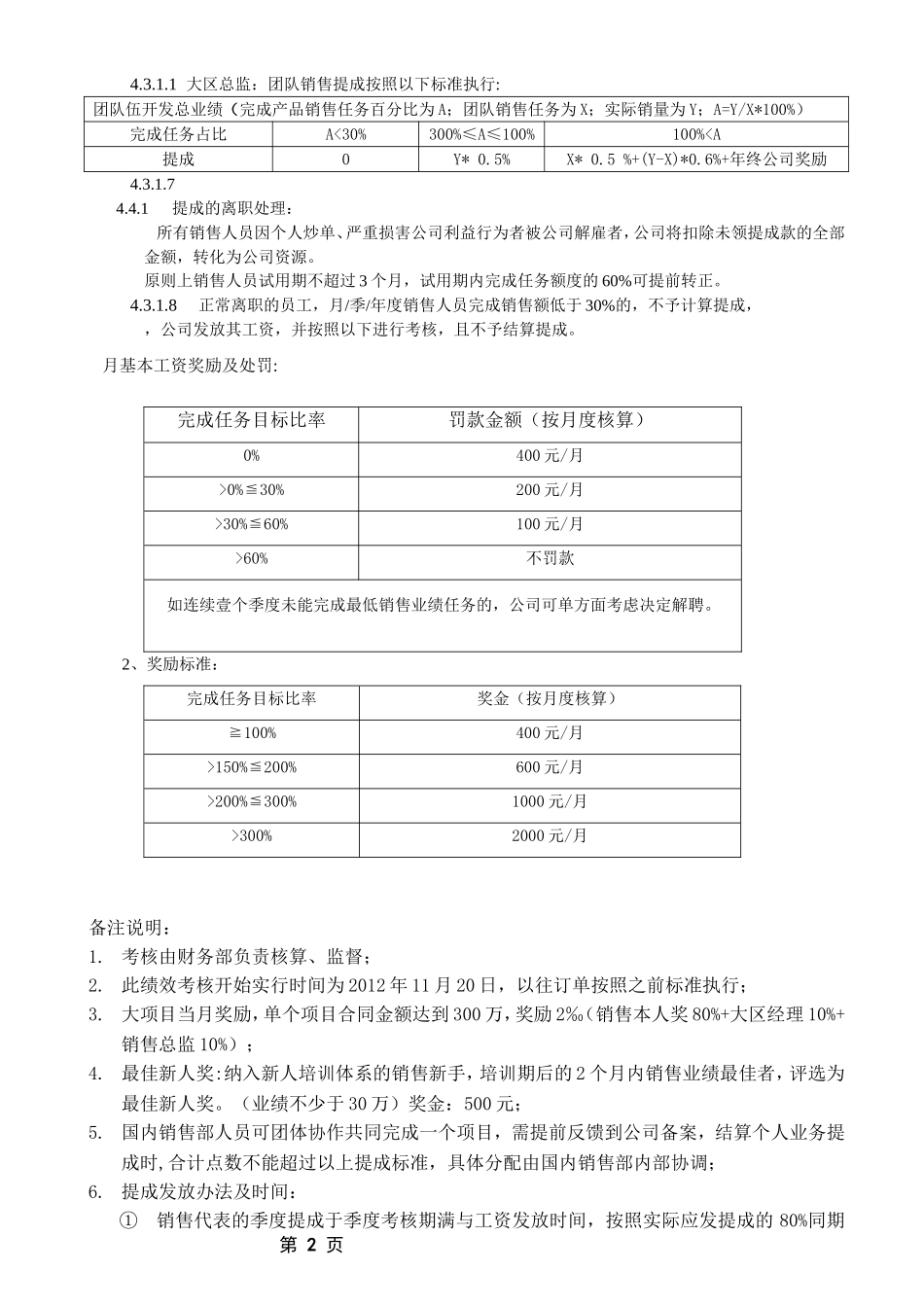 国内销售直接销售人员提成方案 (2).doc_第2页