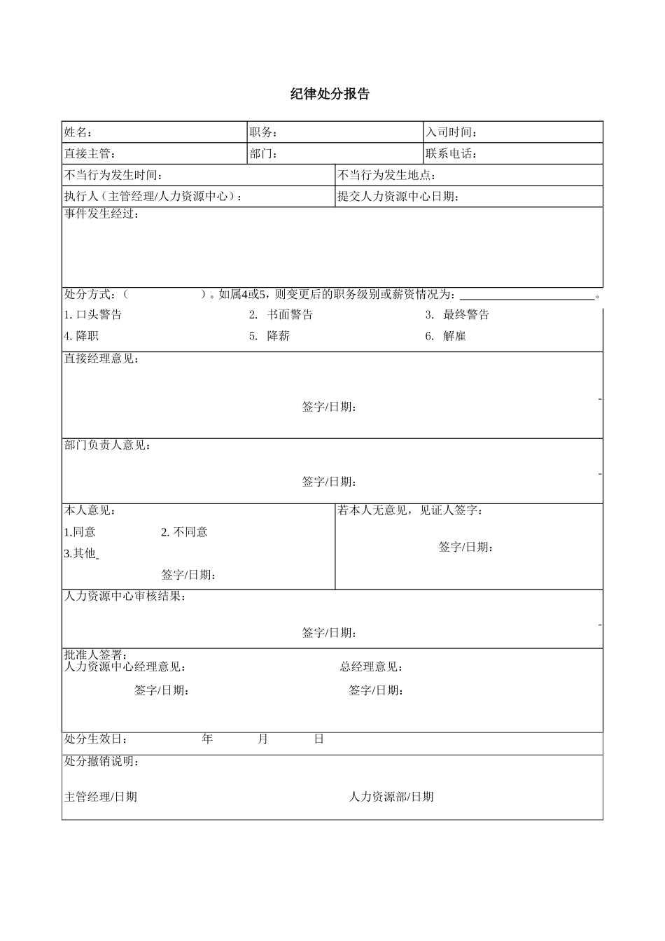 纪律处分报告模板 .doc_第1页