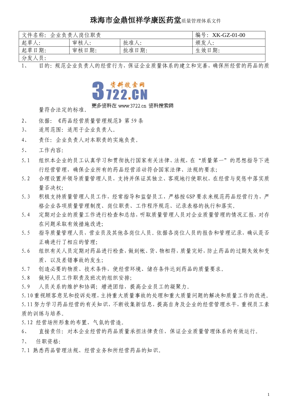 零售药店岗位责职.doc_第1页