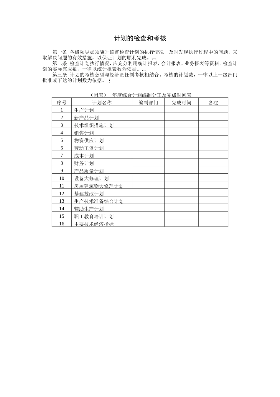 计划的检查和考核 (2).DOC_第1页