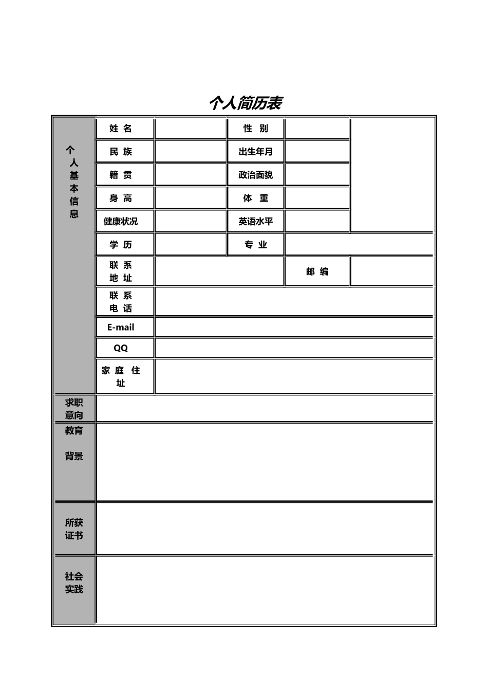 个人简历表.docx_第1页