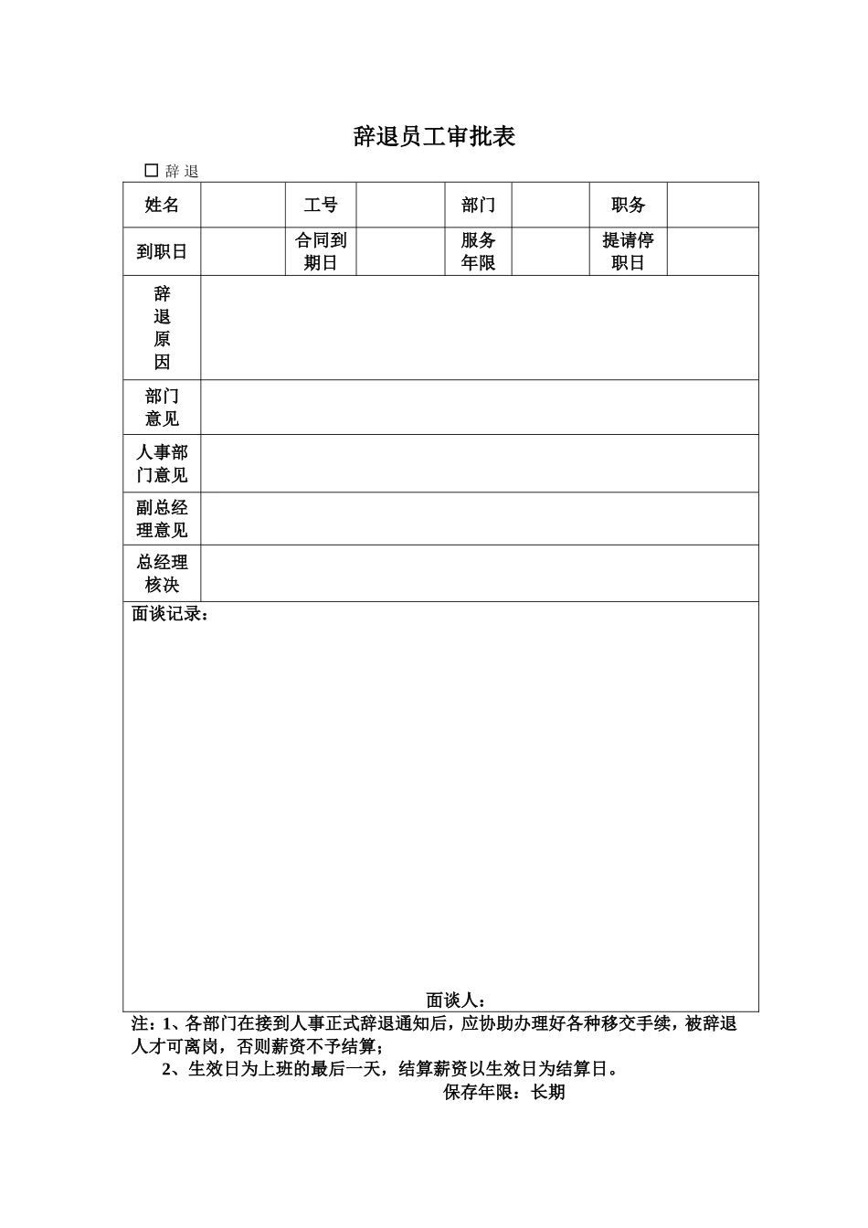 辞退解聘员工申请表.doc_第1页