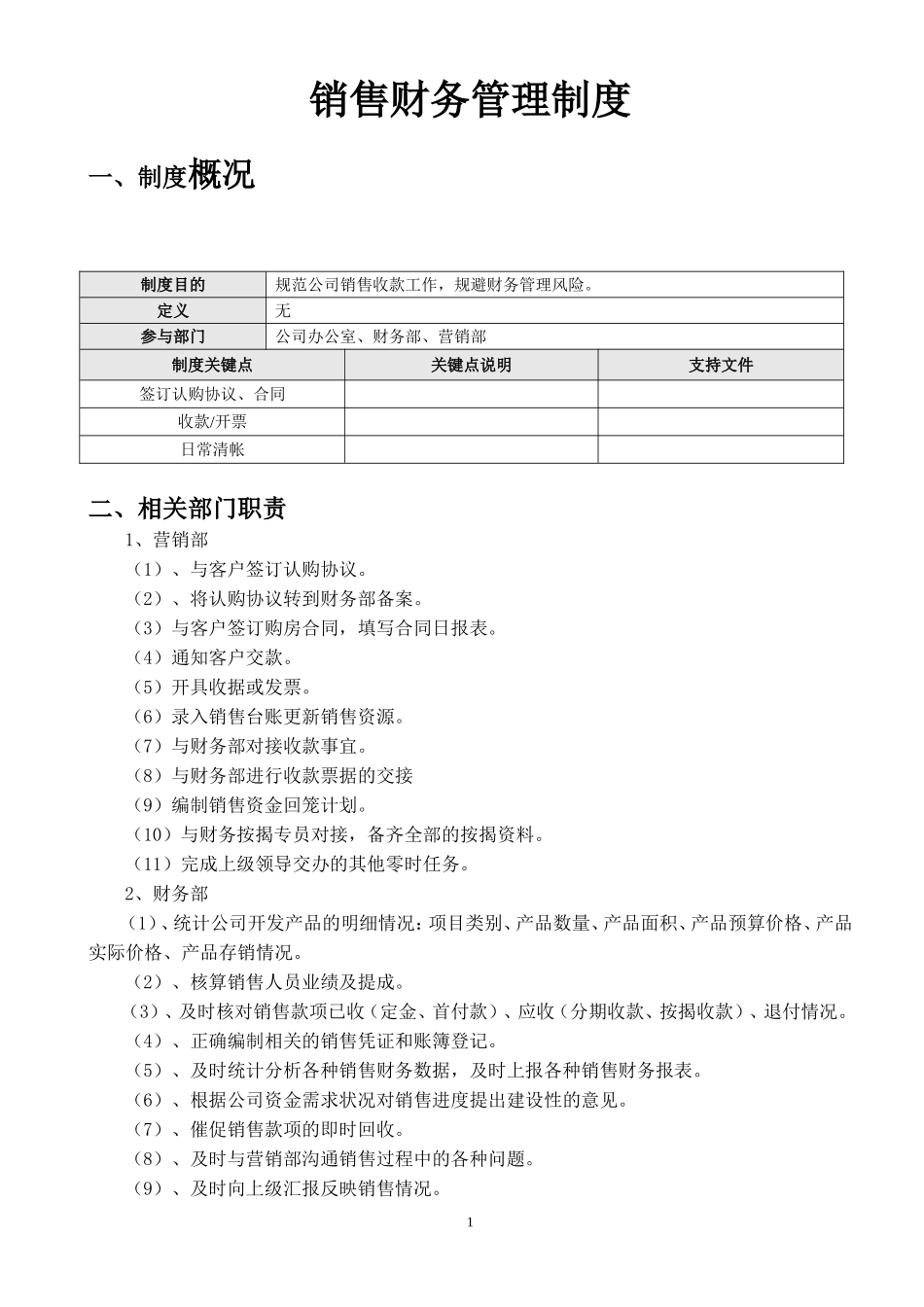 房地产销售及收款管理制度 (2).doc_第1页