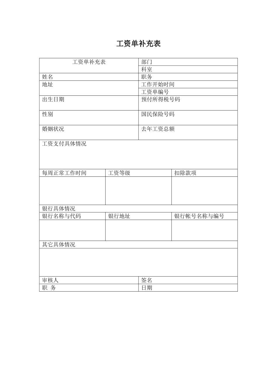 工资单补充表.doc_第1页