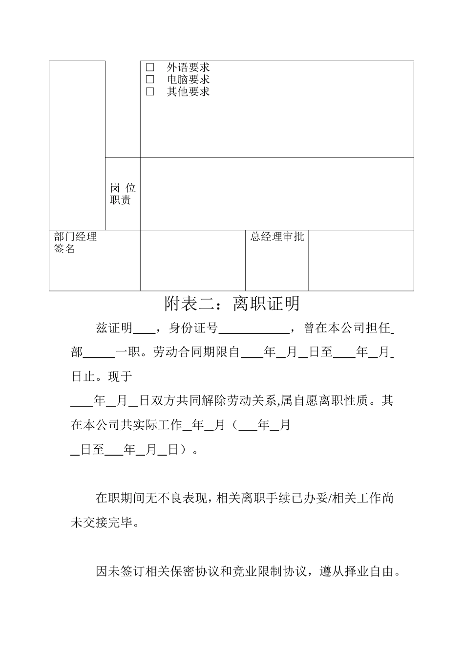员工手册附录表格.doc_第2页