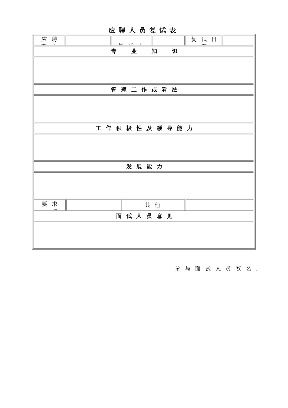 应聘人员复试表 (2).doc_第1页