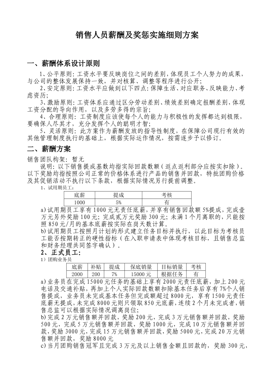 团购销售人员提成及薪酬制度.doc_第1页