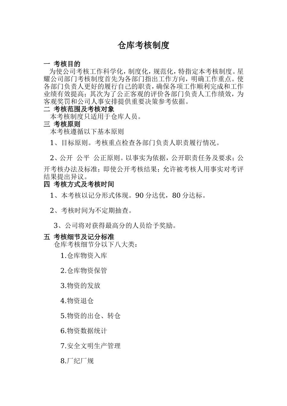 仓库考核制度.doc_第1页