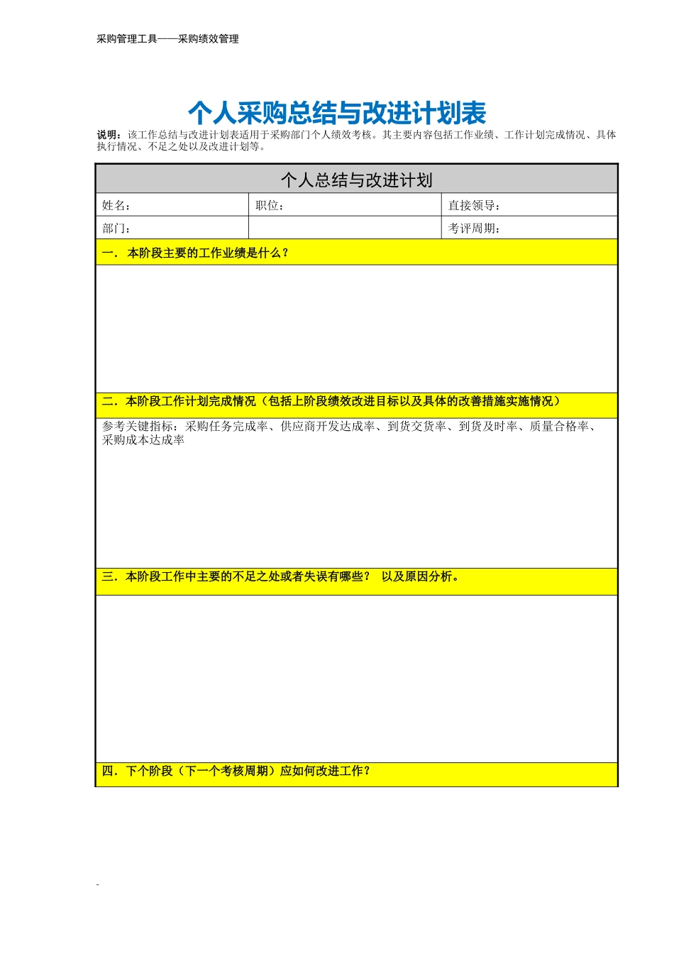 295 个人采购总结与改进计划表-4页.docx_第2页