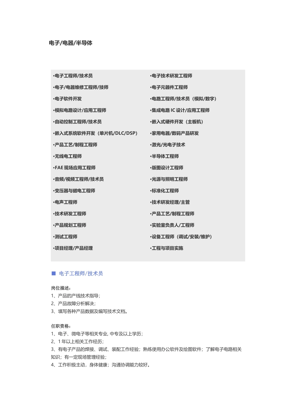 【电子、电器、半导体】职位说明书.docx_第1页