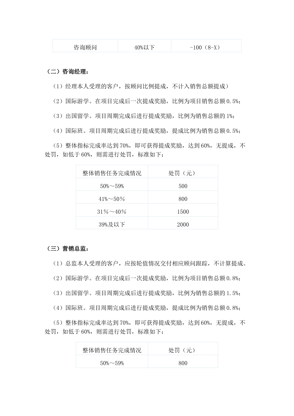 咨询顾问工资待遇及销售提成管理制度(暂行).doc_第3页