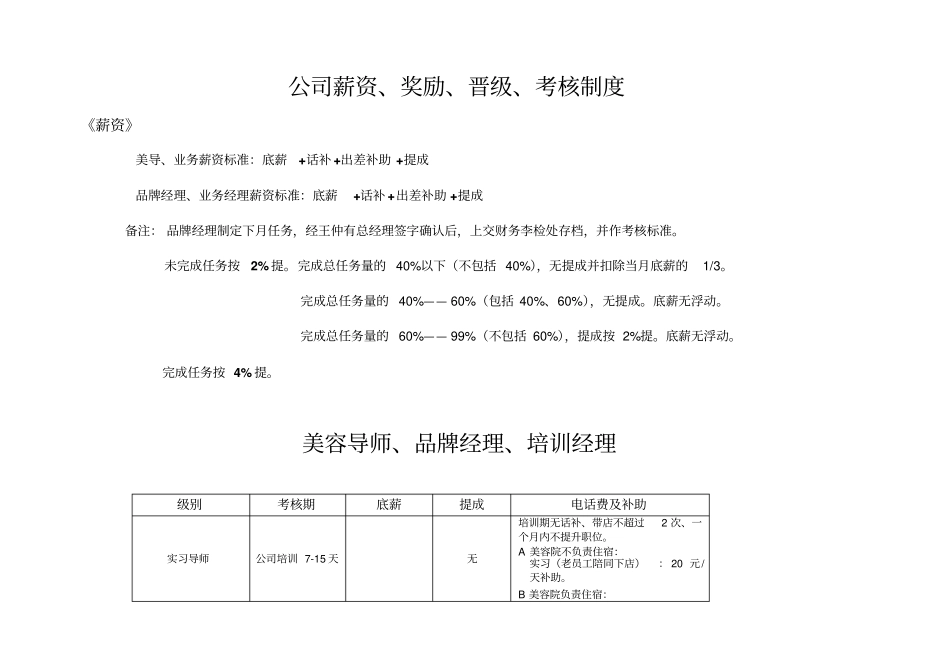 美容美发公司薪资、奖励、晋级.pdf_第1页