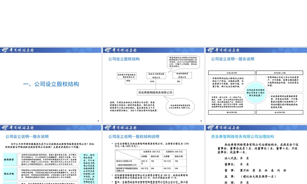 西安典智网络商务有限公司股权架构及股权激励方案.ppt