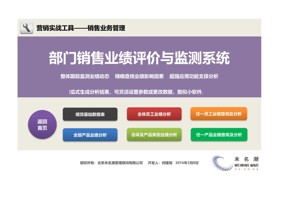 部门销售业绩评价与监测系统（酷似小软件） (2).xlsx_第1页