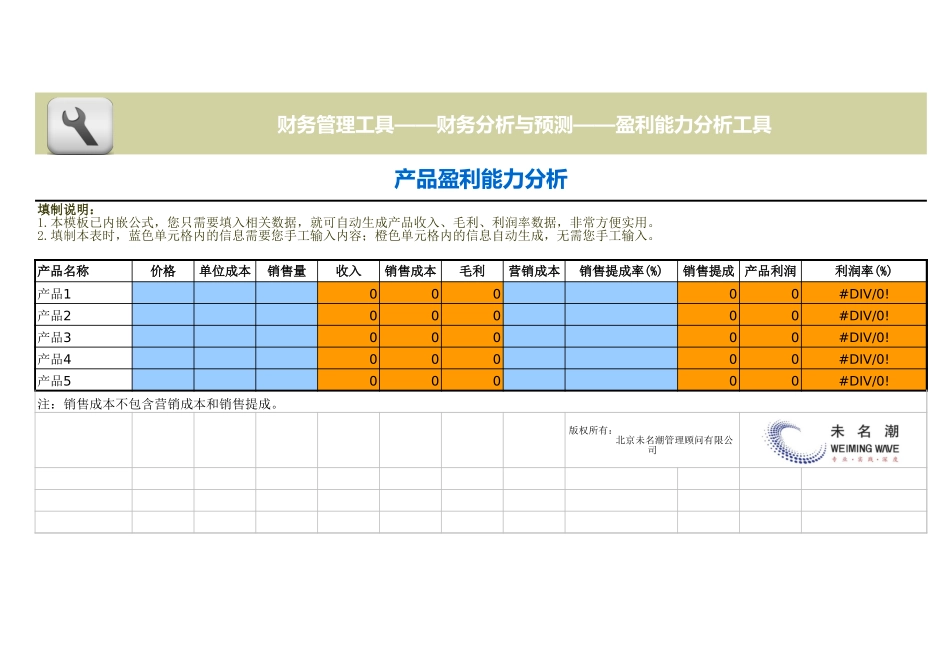 产品盈利能力分析模板 (2).xls_第1页