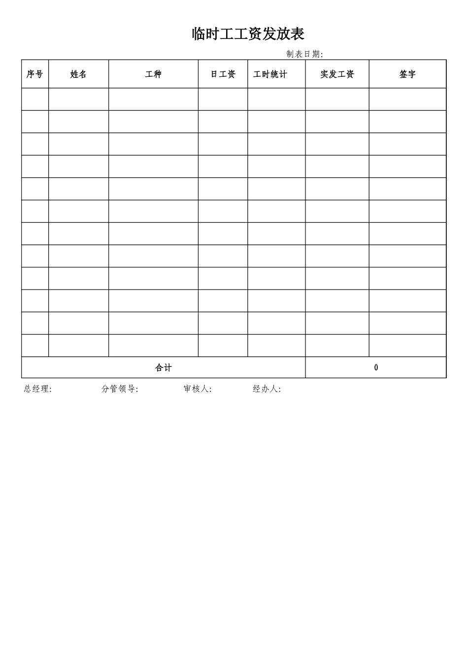 39-【通用】临时工工资表.xls_第1页