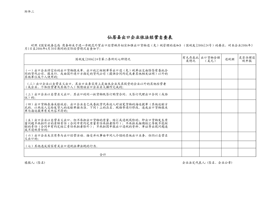 出口企业依法经营自查表 (2).xls_第1页