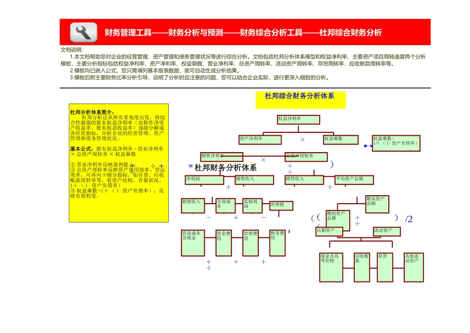 杜邦综合财务分析模板 (2).xls_第1页