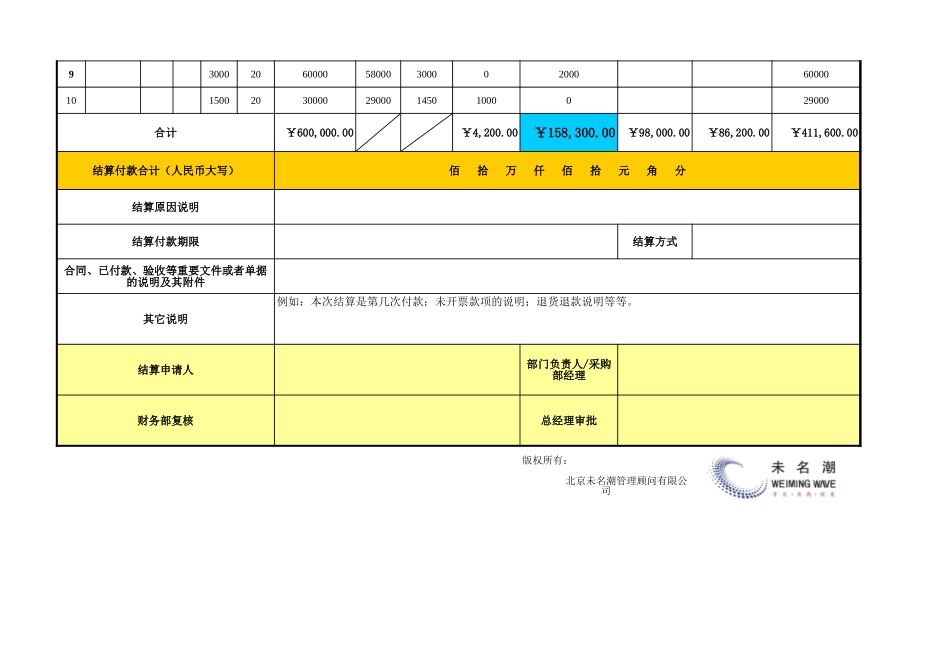 采购货款结算单（标准版） (2).xls_第2页