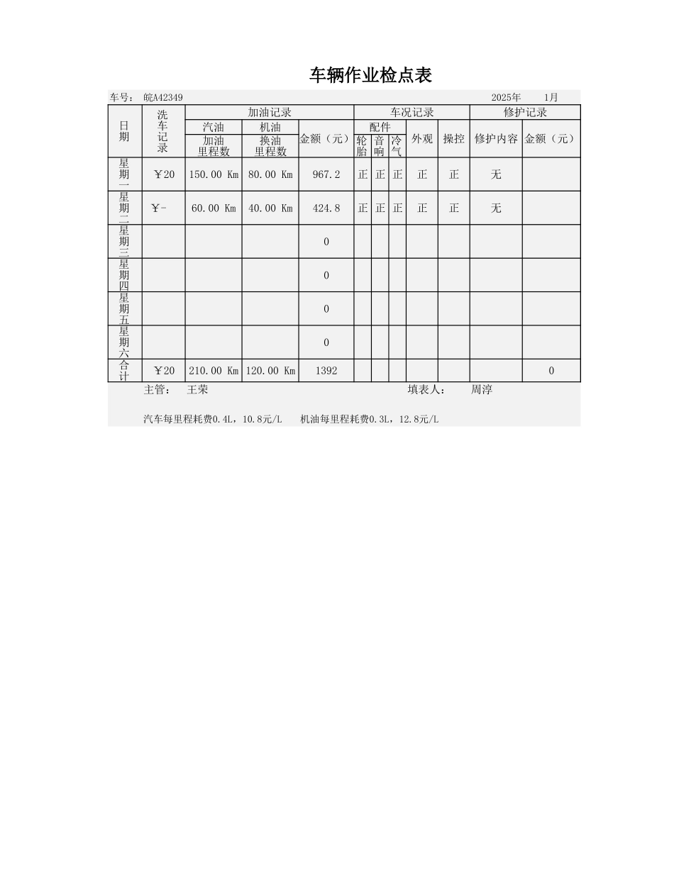 车辆作业检点表.xlsx_第1页