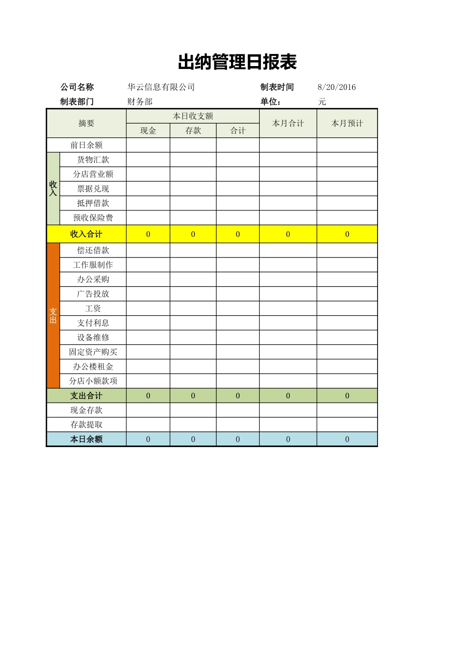 出纳管理日报表 (2).xlsx_第1页