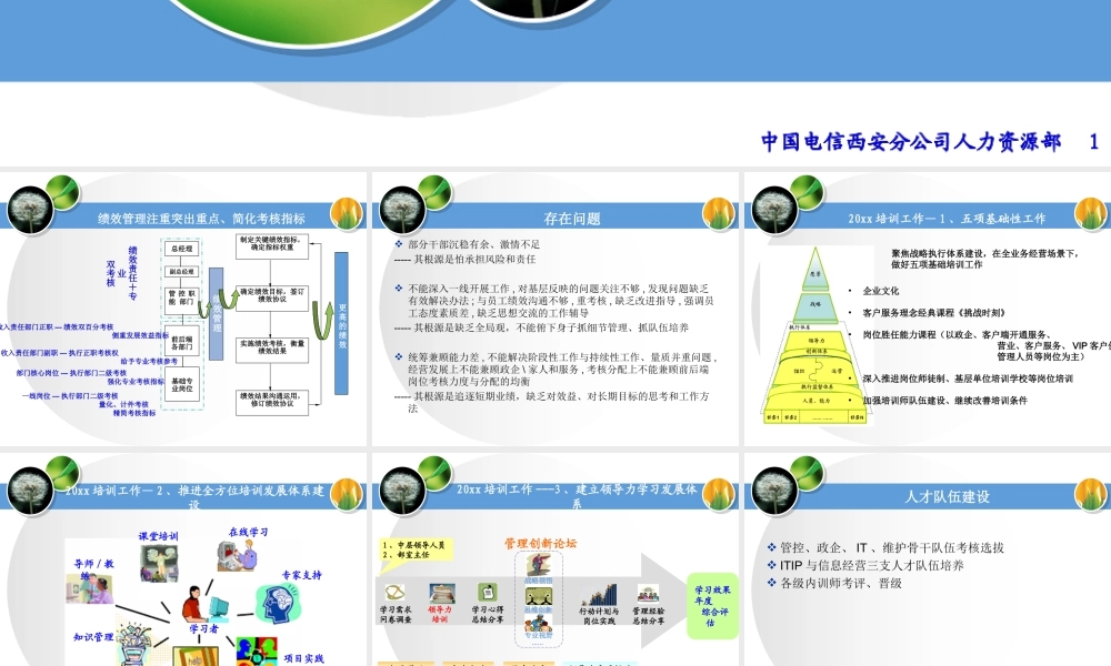 中国电信人力资源部工作总结.ppt