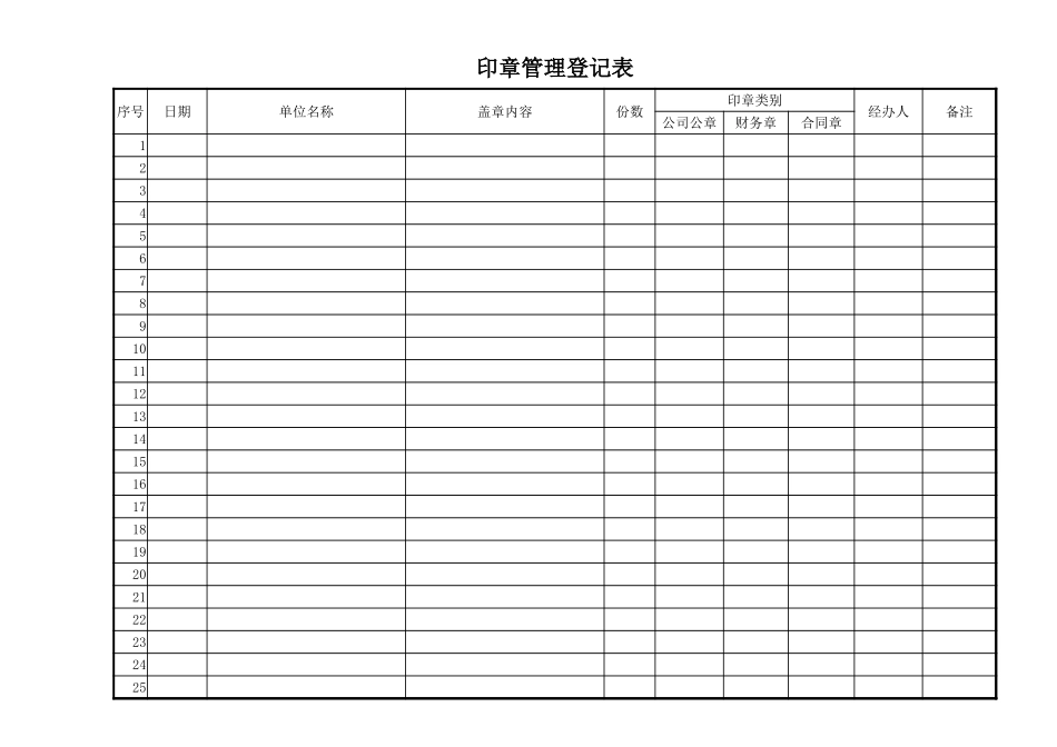 印章管理登记表.xlsx_第1页