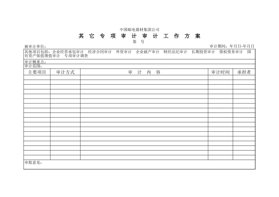 邮电器材专项审计工作方案.xls_第1页