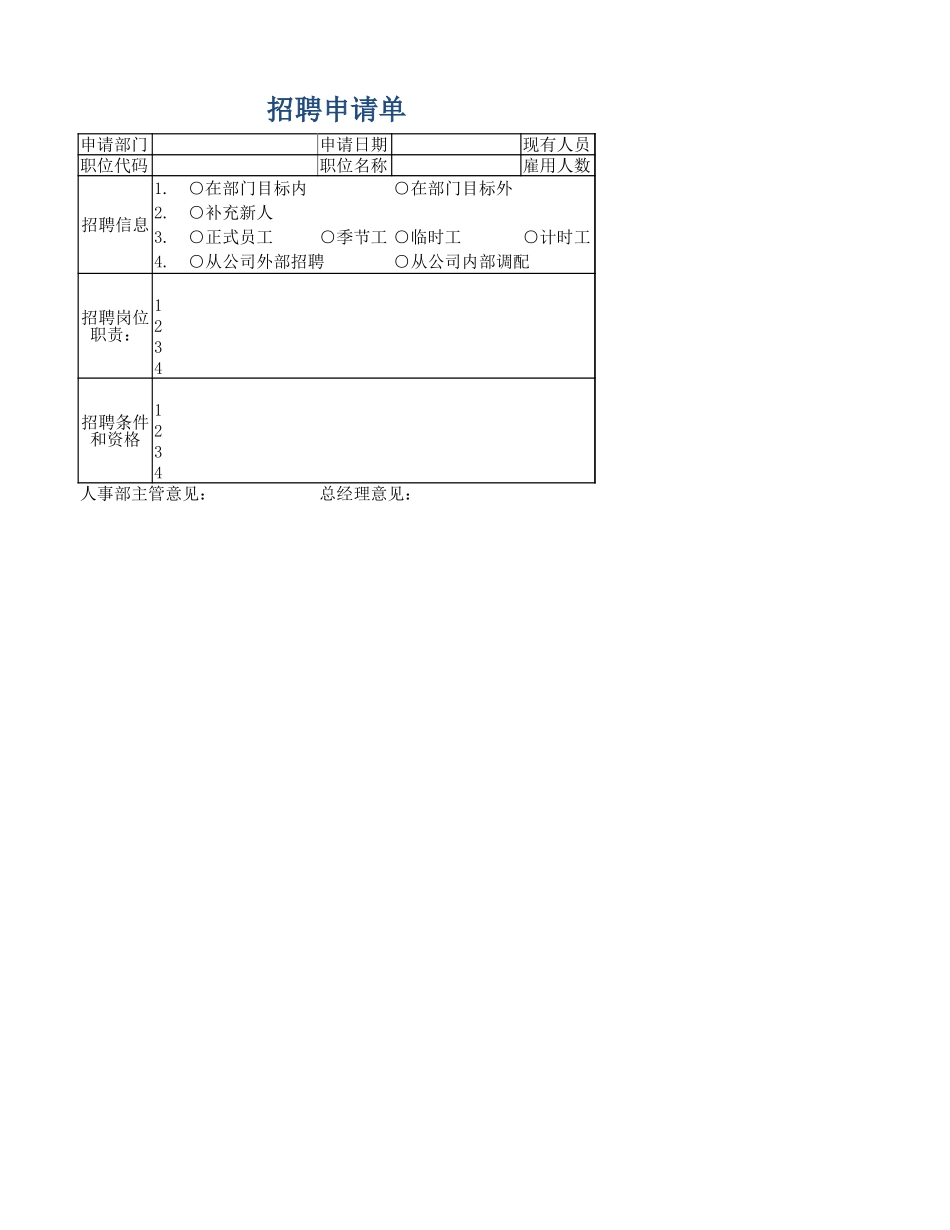 招聘申请表.xlsx_第1页