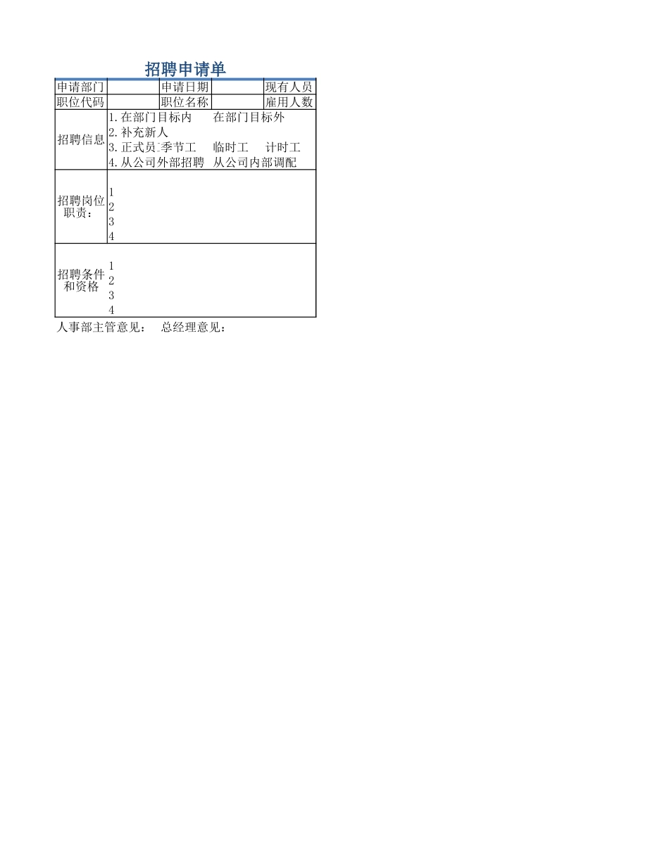 招聘申请表.xlsx_第2页