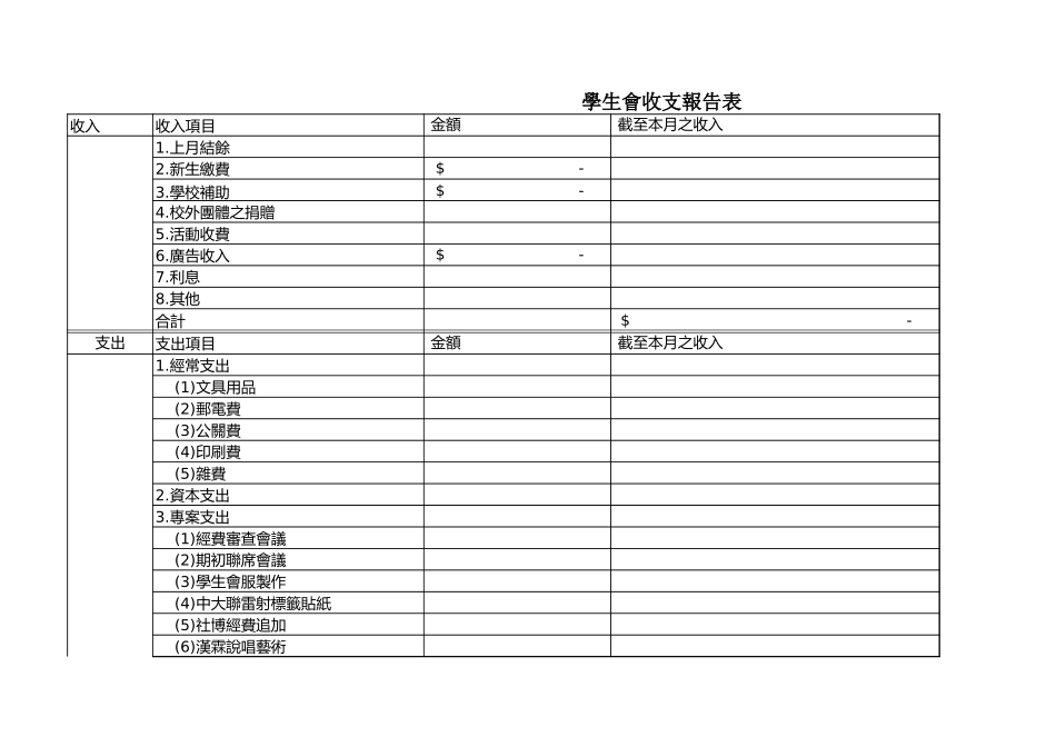 學生會收支報告表 (2).xls_第1页
