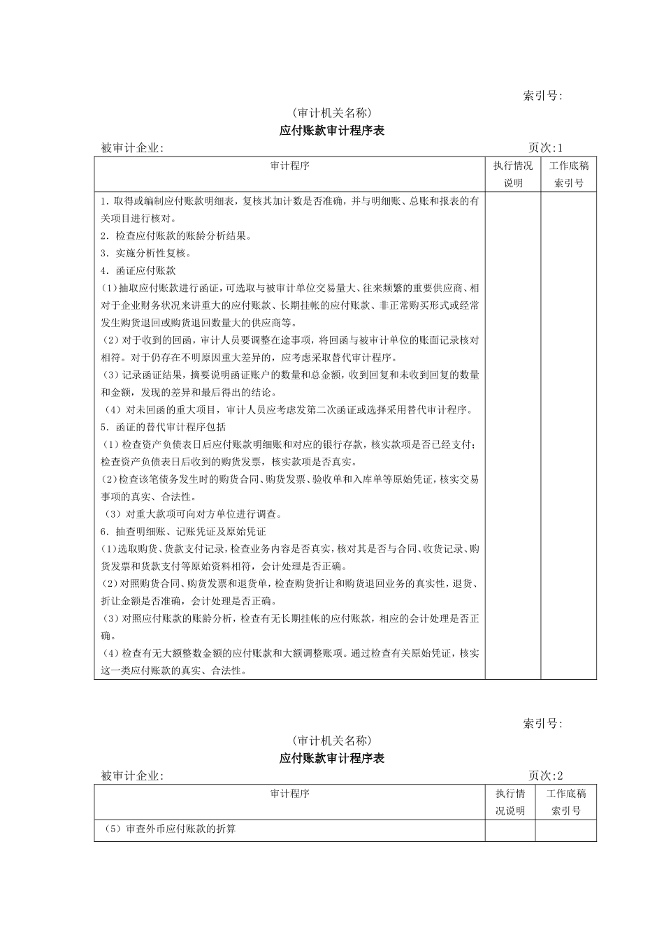 流动负债W-03应付账款审计程序表.doc_第1页