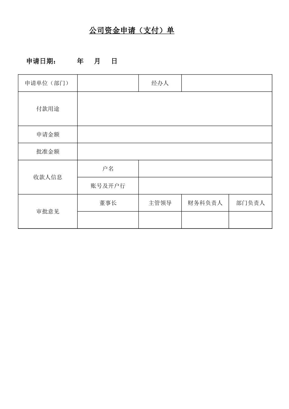 资金申请单支付单模板.xls_第1页