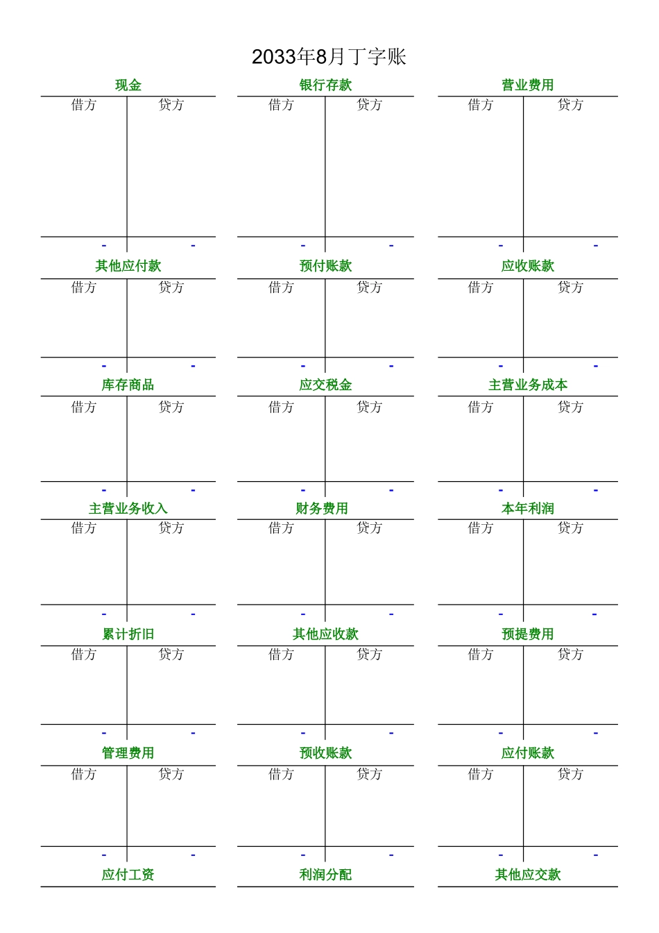 自动计算丁字账、余额表及财务报表.xls_第1页