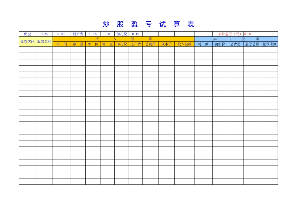 股市赢利试算表.xls_第1页